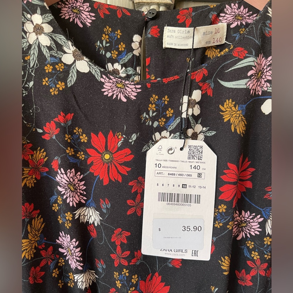 Zara Girls’ Bohemian Floral Dress - Picture 7 of 7